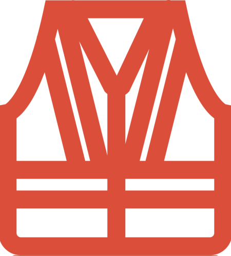 A red and black logo of the letter m